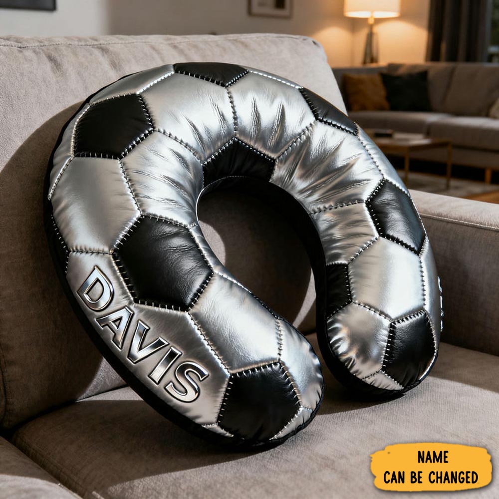 Personalized Soccer U Shaped Pillow Sport Themed Indoor Decor Gifts For Soccer Lovers