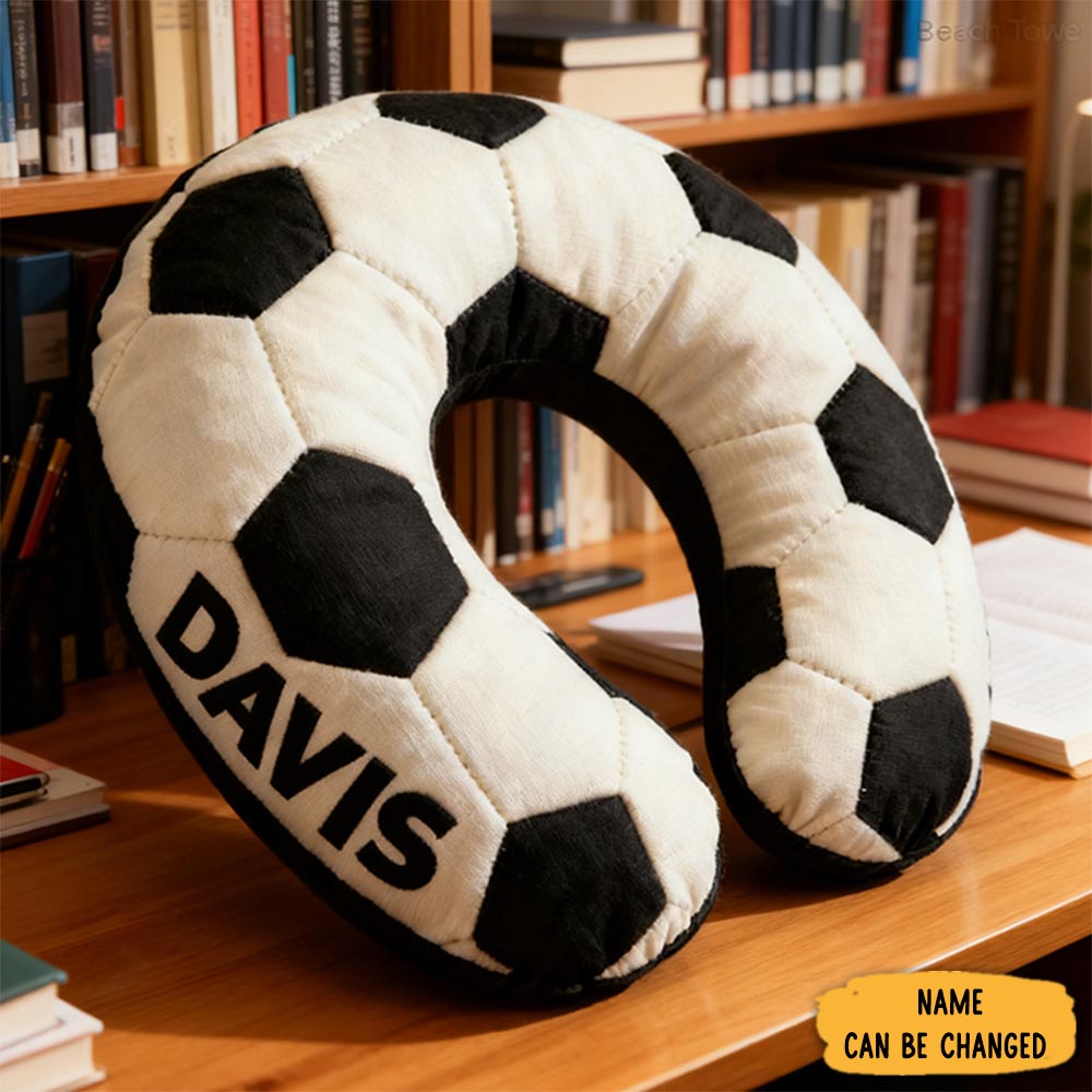 Personalized Soccer U Shaped Pillow Sport Themed Sofa Accent Gifts For Soccer Players