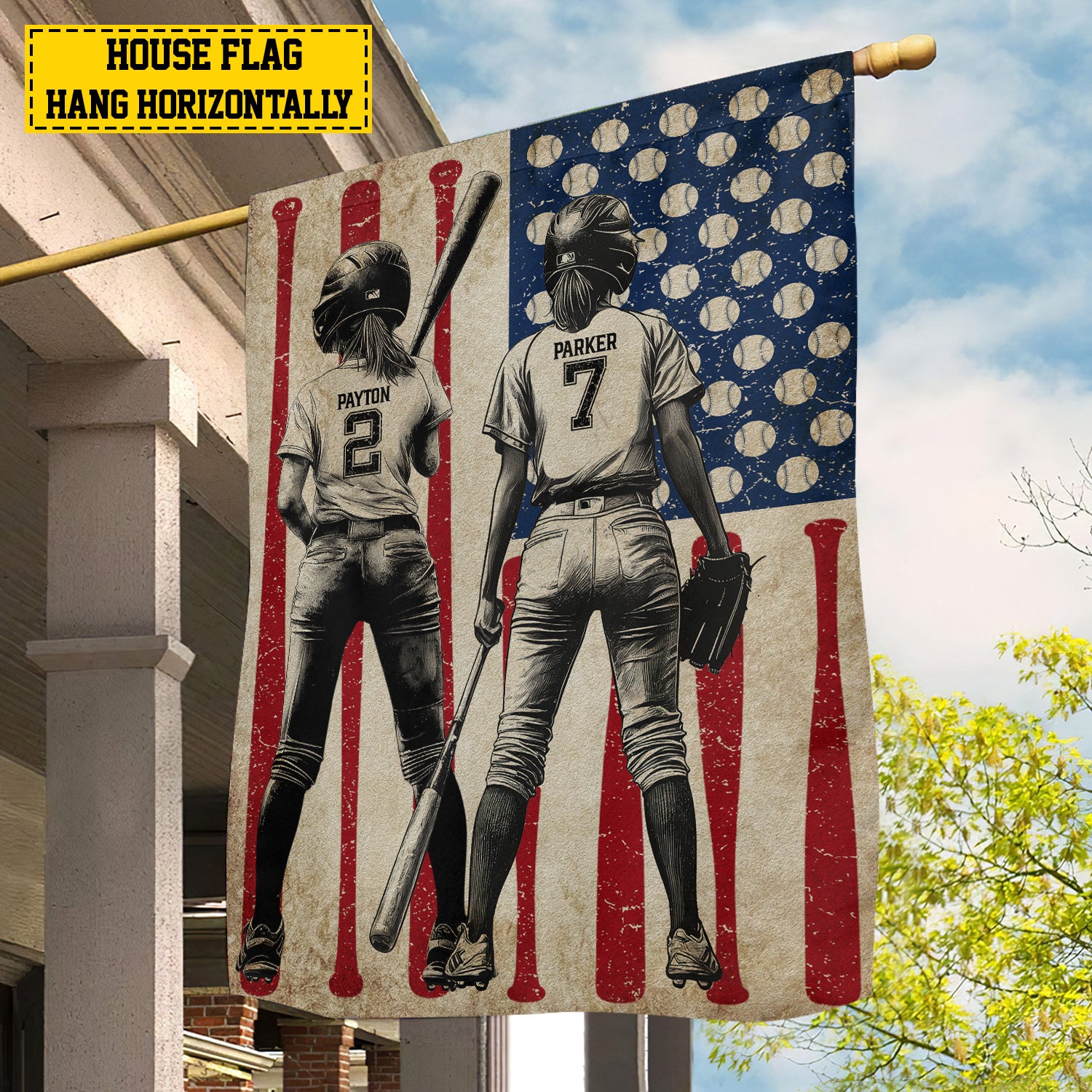 Personalized Softball Girl American Flag Christmas Decor Usa Yard Flag Gift For Softball Lovers