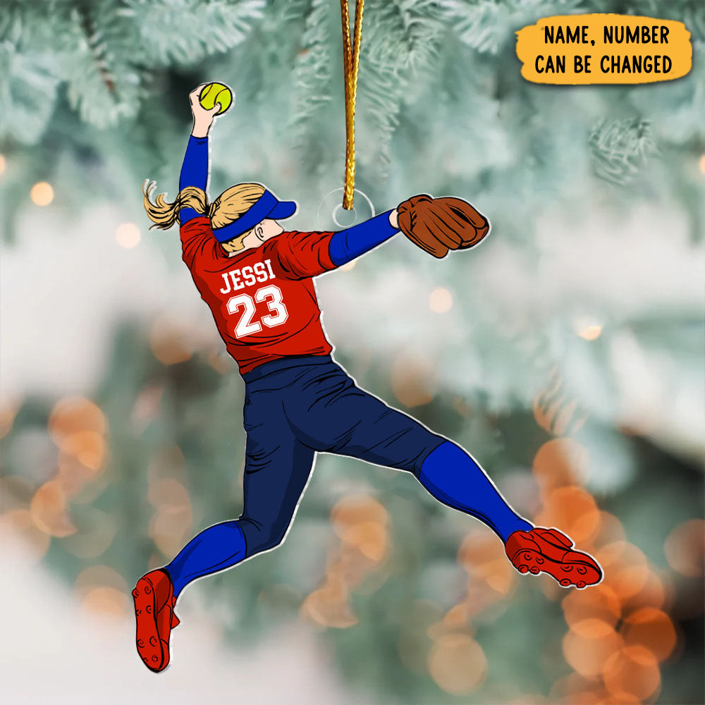 Personalized Softball Player Christmas Ornament Xmas Decor Christmas Gifts For Softball Fans