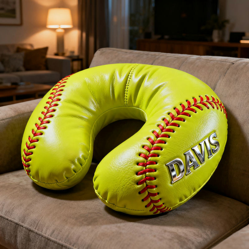 Personalized Softball U Shaped Pillow Home Decor Christmas Presents For Softball Lovers