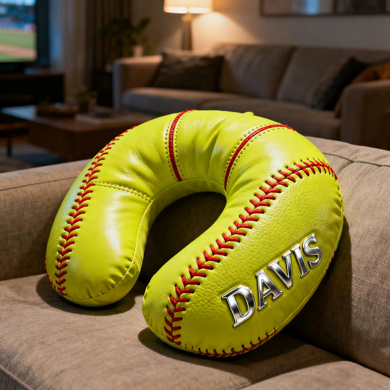 Personalized Softball U Shaped Pillow Living Room Decor Christmas Gifts For Softball Lovers