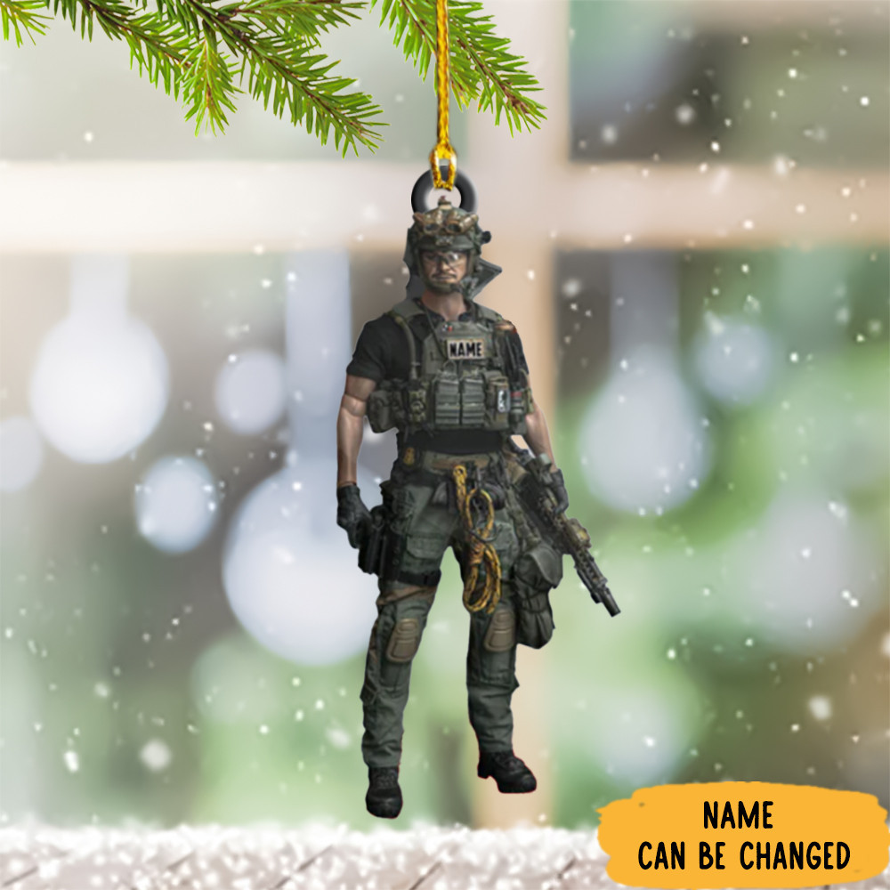 Personalized Soldier Ornament Army Soldier Christmas Ornament 2024