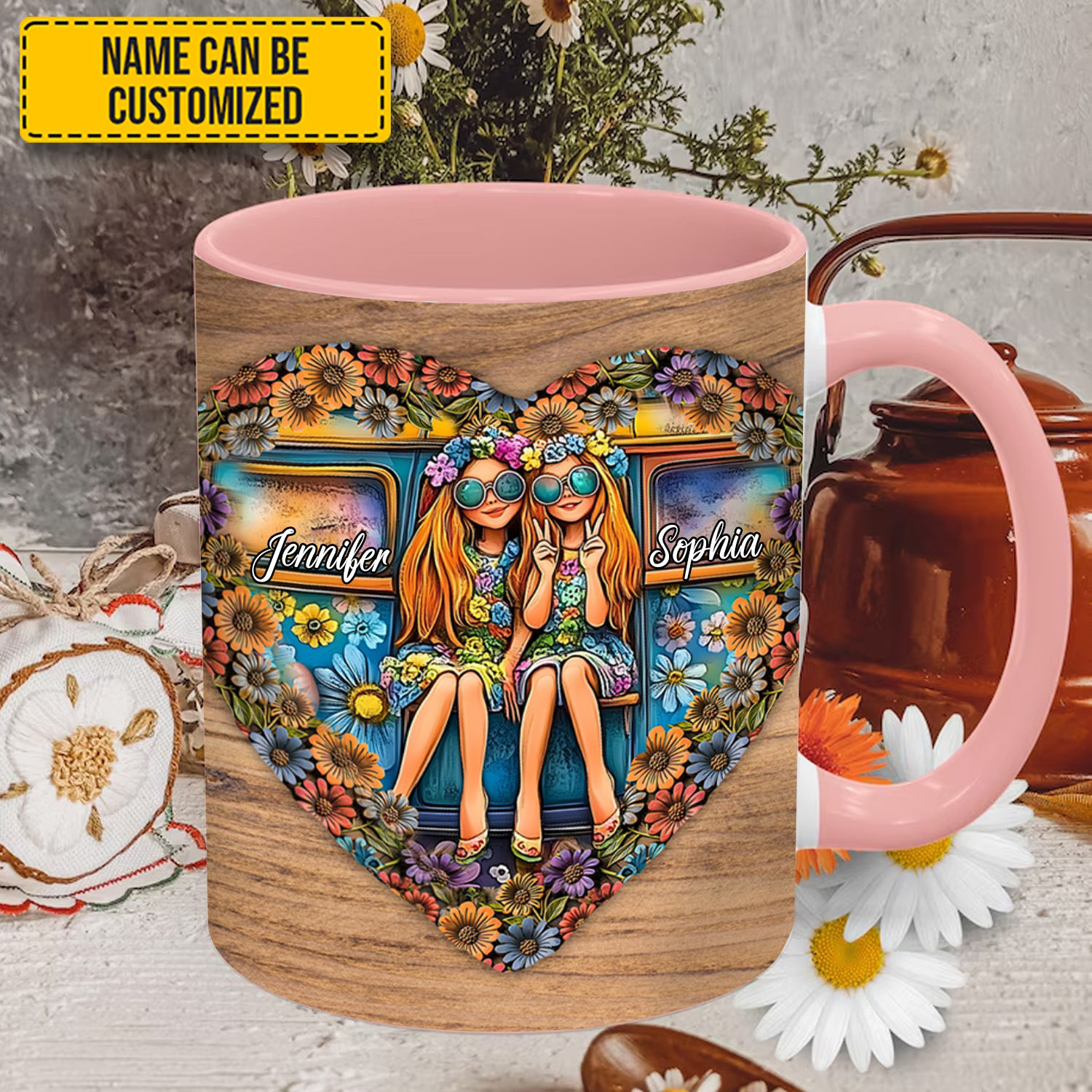 Personalized Soul Sister Mug Hippie Design Custom Coffee Cups Gifts For Siblings