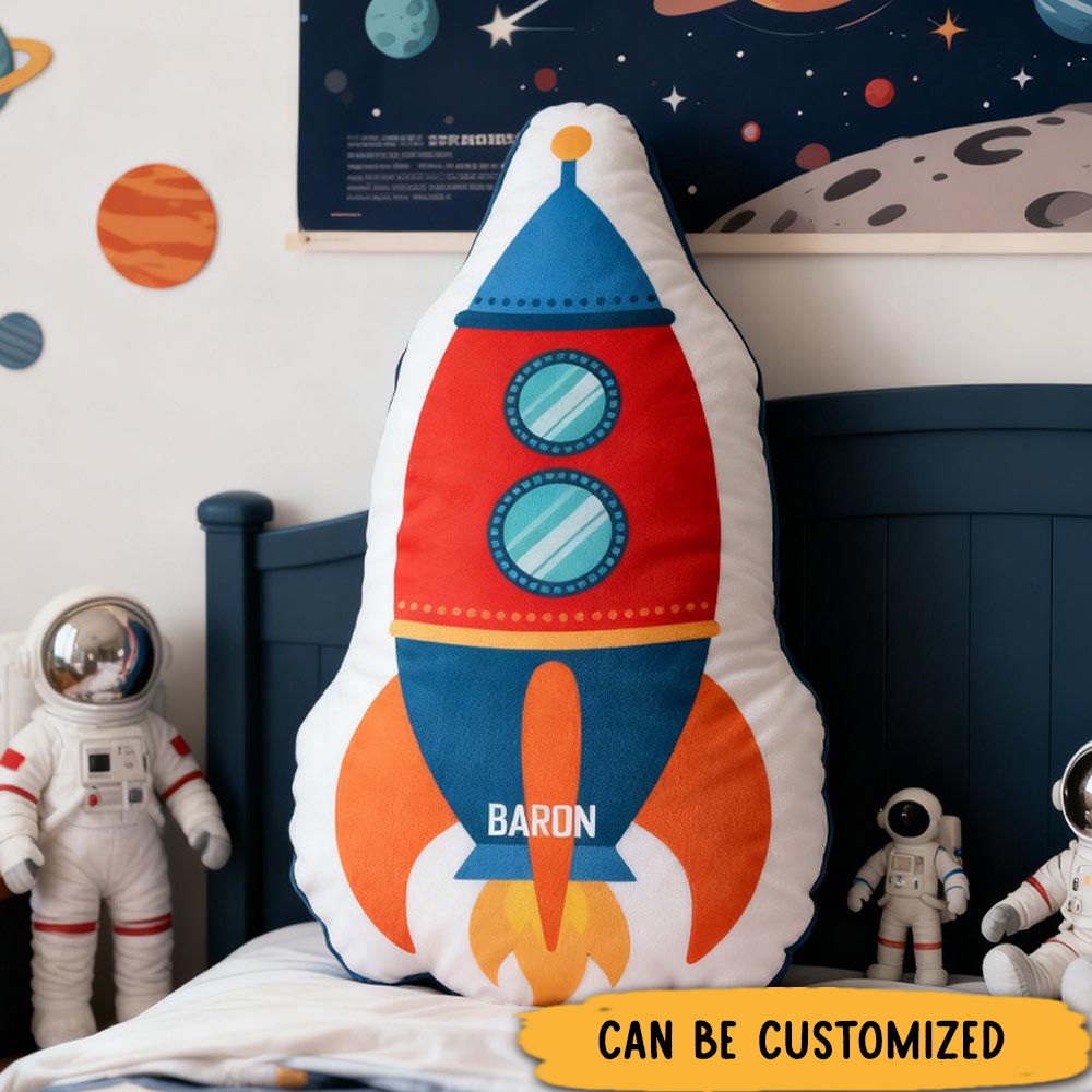 Personalized Space Rocket Pillow Rocket Clip Spaceship Planets Lover Pillow Gift for Kid