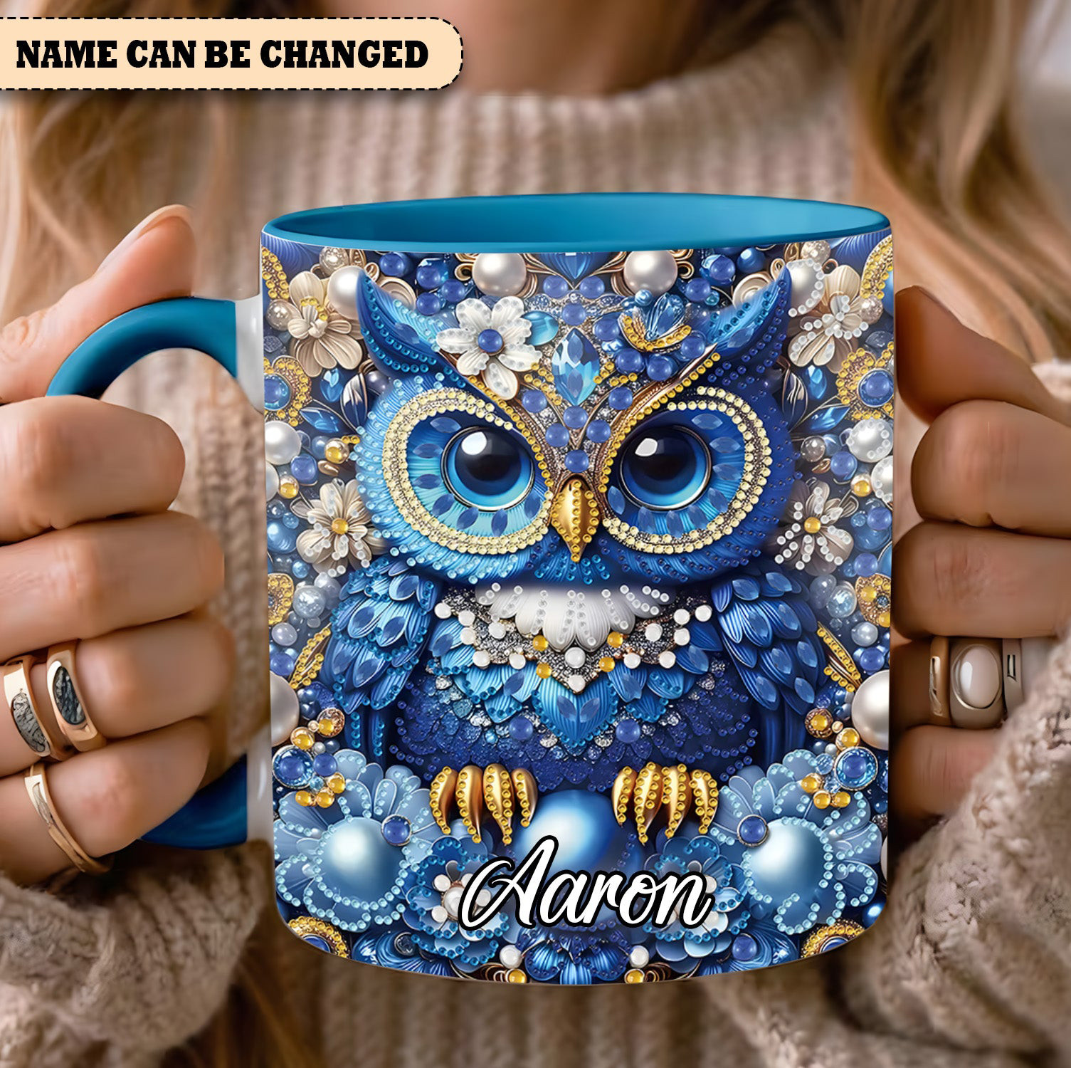 Personalized Sparkle Owl Mug Wildlife Coffee Mug Christmas Gifts For Owl Lovers