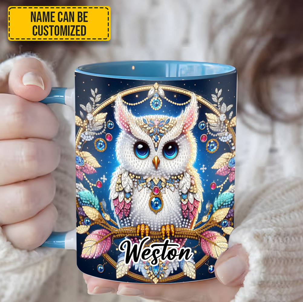 Personalized Sparkling Owl Mug Wildlife Animal Design Owl Coffee Mug Unique Gift Ideas