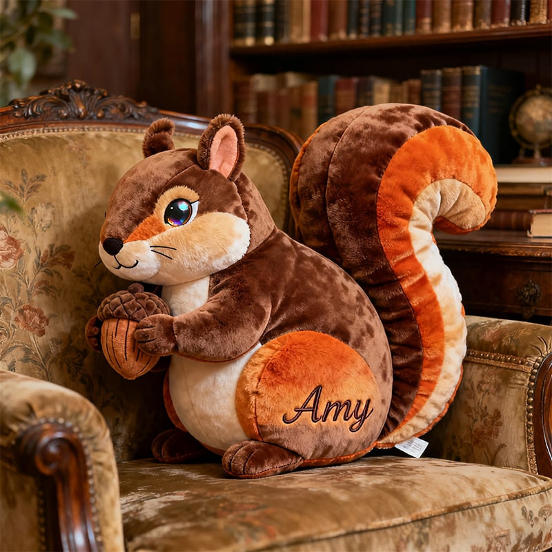 Personalized Squirrel Holding Acorn Pillow Cute Sofa Decor Christmas Gifts For Animal Lovers