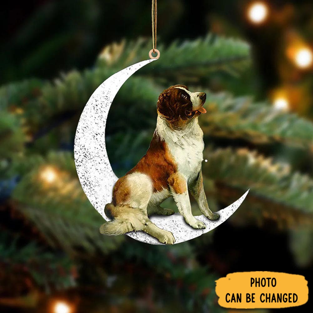 Personalized St Bernard Sit On The Moon Ornament Meaningful Birthday Ornament Gift