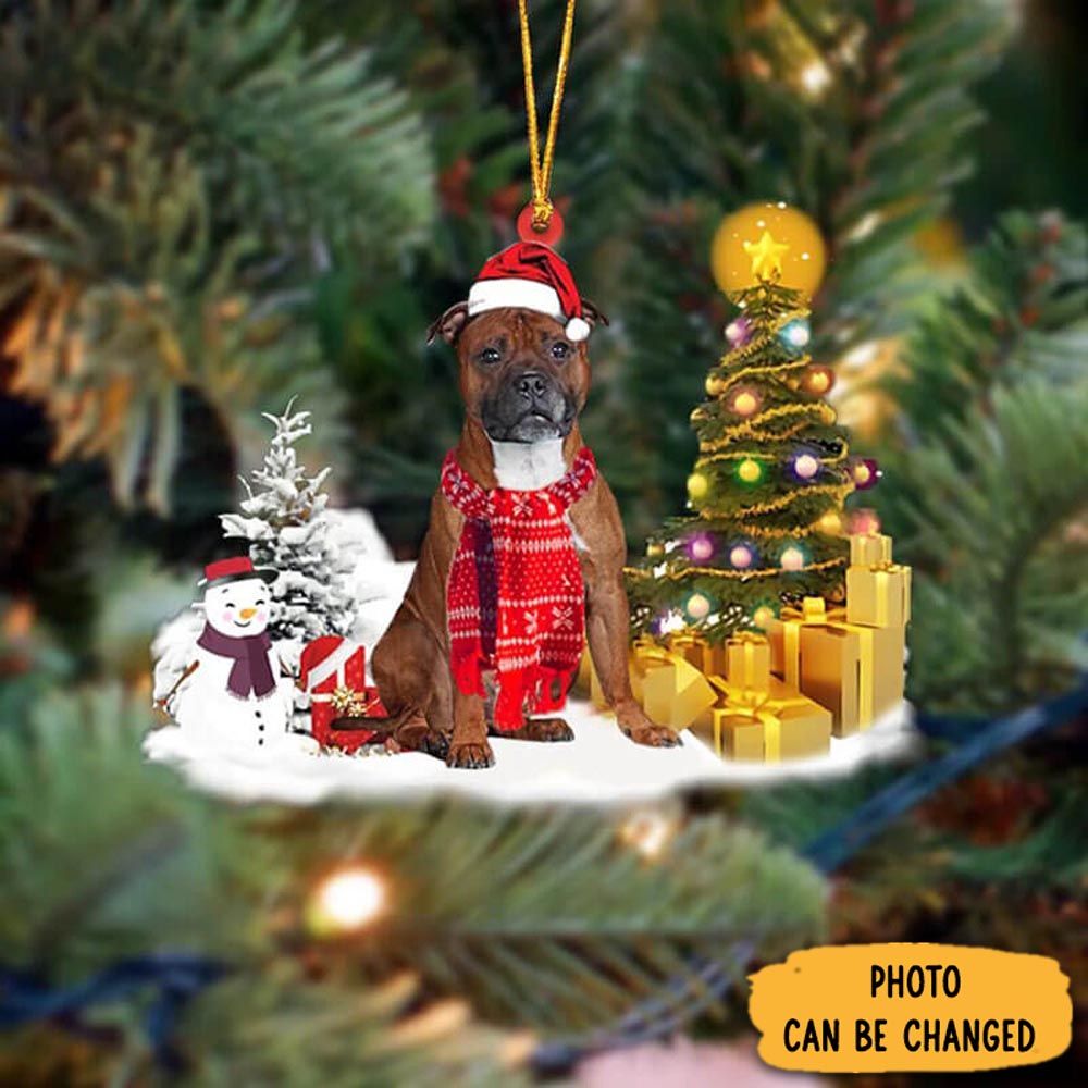 Personalized Staffordshire Bull Terrier Christmas Ornament Memorable Anniversary Ornament Keepsake
