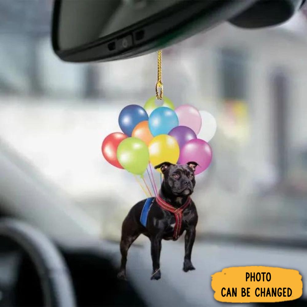 Personalized Staffordshire Bull Terrier Fly With Bubbles Car Hanging Ornament Festive Holiday Ornament Collection