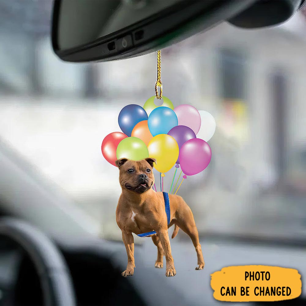 Personalized Staffordshire Bull Terrier Fly With Bubbles Car Hanging Ornament Memorable Anniversary Ornament Keepsake