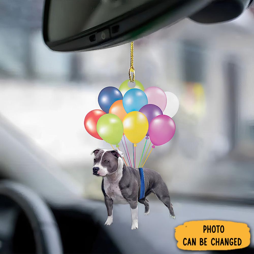 Personalized Staffordshire Bull Terrier Fly With Bubbles Car Hanging Ornament Personalized Ornament For Holiday Decor