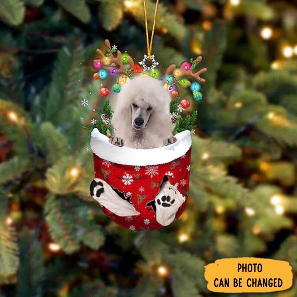Personalized Standard Poodle In Snow Pocket Christmas Ornament Perfect Christmas Ornament Gift