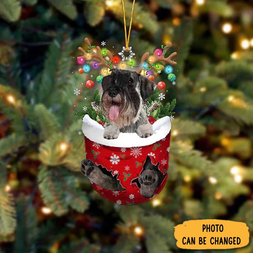 Personalized Standard Schnauzer In Snow Pocket Christmas Ornament Thoughtful Ornament Gift For Dad
