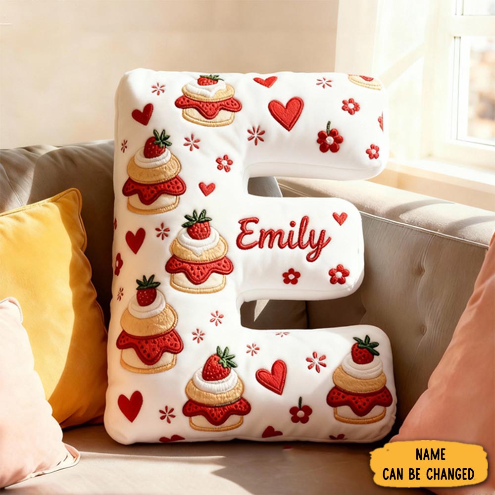 Personalized Strawberry Shortcake Alphabet Throw Pillow Christmas Gift For Kids Boys