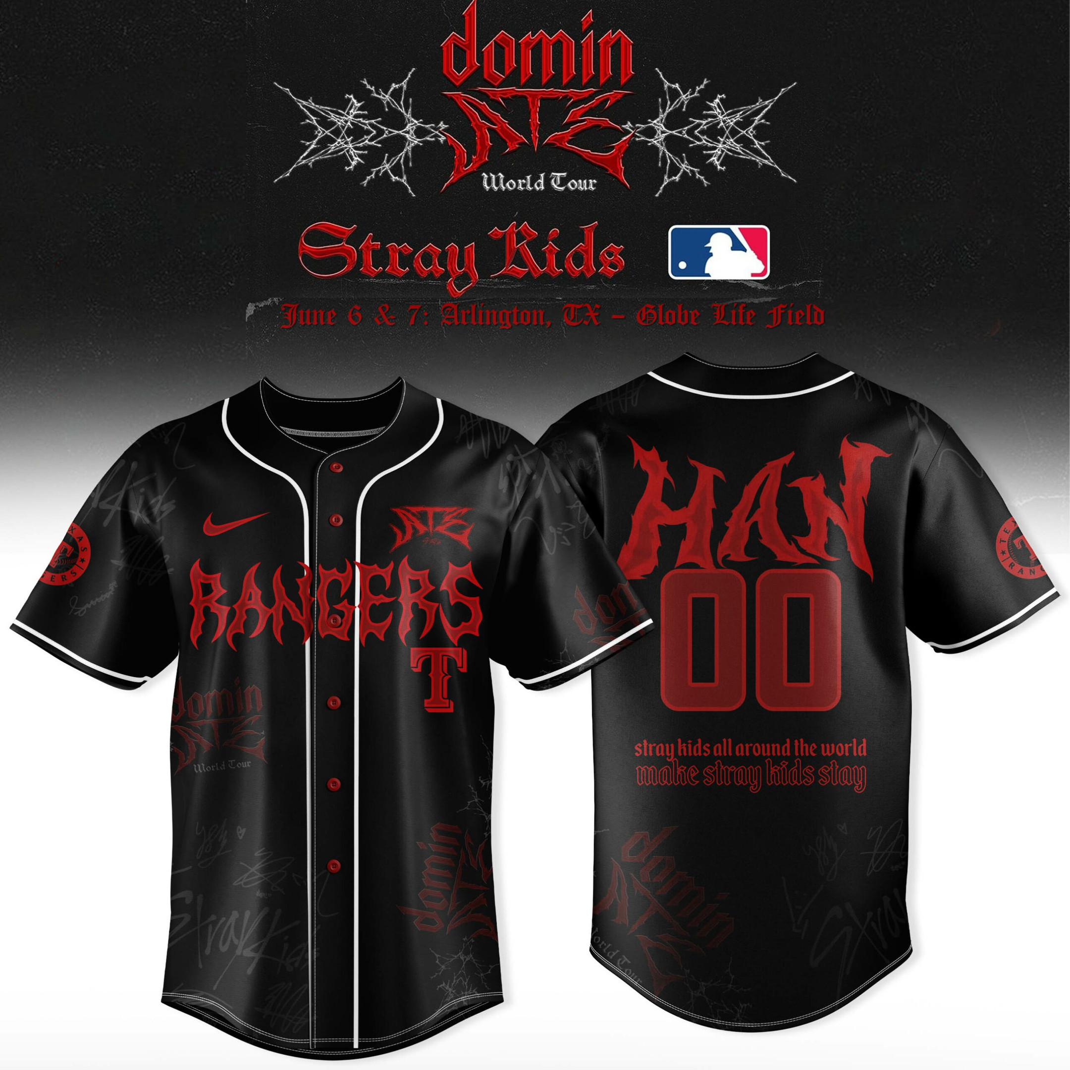 Personalized Stray Kids Jersey Texas Rangers Han Fans Gift Stray Kids Word Tour 2025