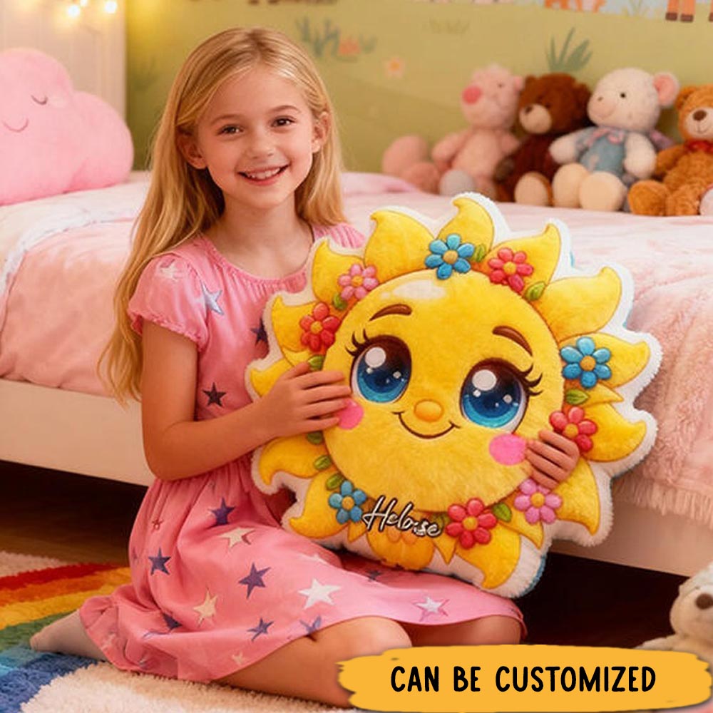 Personalized Sun Pattern with Name Graphic 3D Print Pillow Christmas Gift for Kids or Baby Birthday Gifts