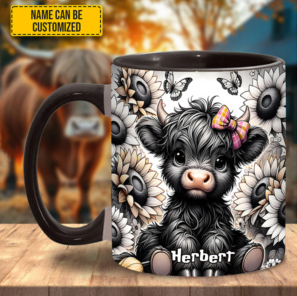 Personalized Sunflower And Highland Cow Mug Highland Cow Coffee Mug Best Gifts For Her
