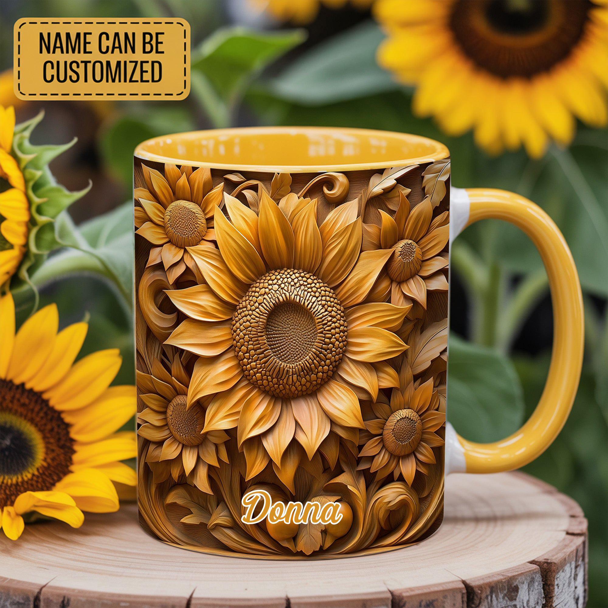 Personalized Sunflower Mug Nature Vibe Flower Design Coffee Mugs Gifts For Girlfriend