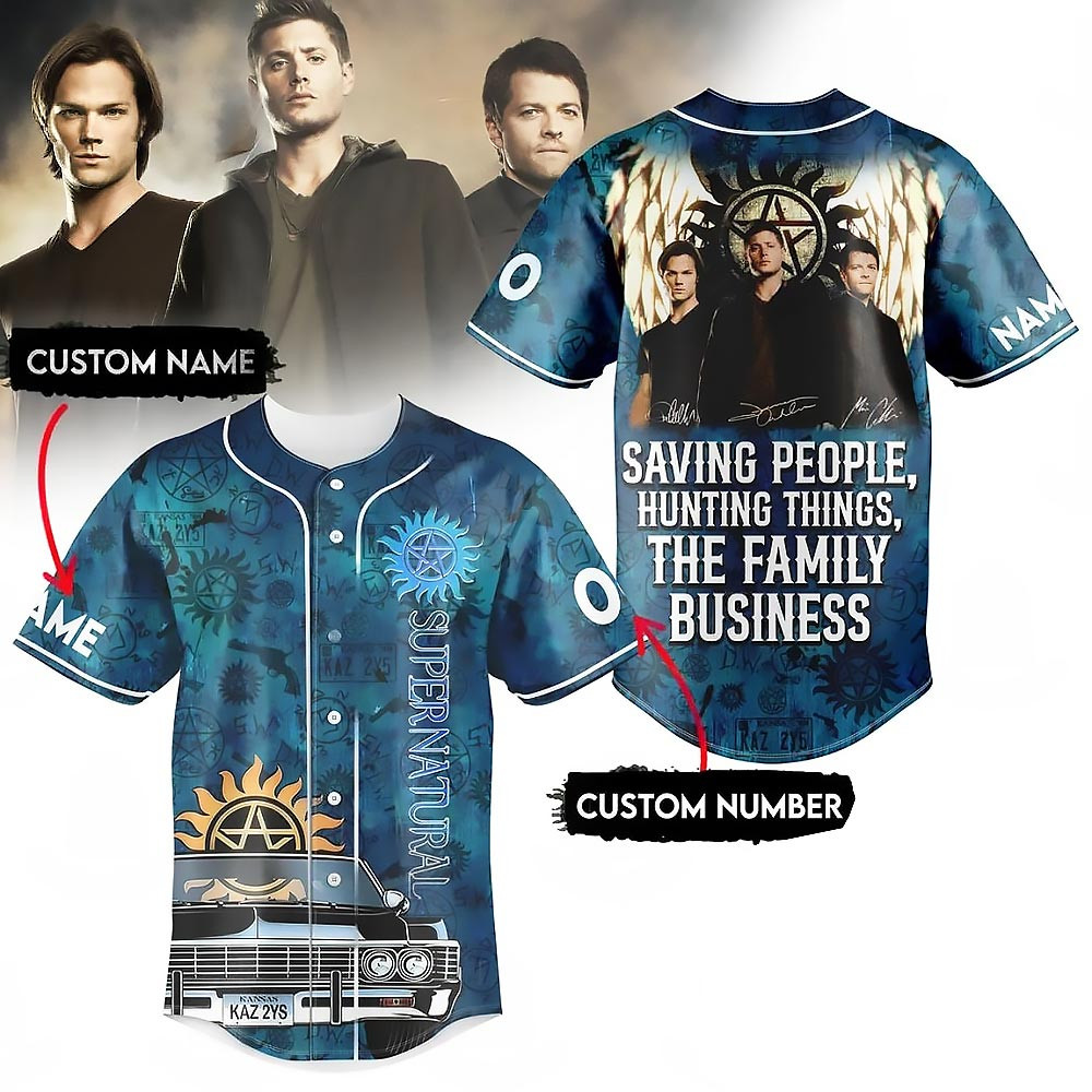 Personalized Supernatural Saving People Hunting Things The Family Business Baseball Jersey
