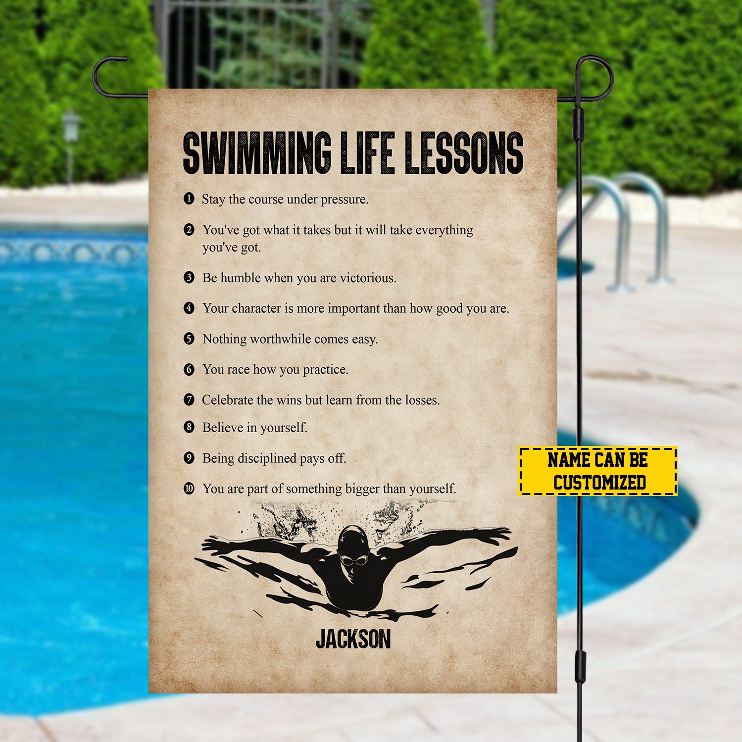 Personalized Swimming Life Lessons Flag Outdoor Decor Yard Decor Gift For Swimming Lovers
