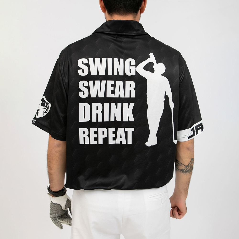 Personalized Swing Swear Drink Repeat Golfer Polo Shirt Beer Lover Golf Polos For Men