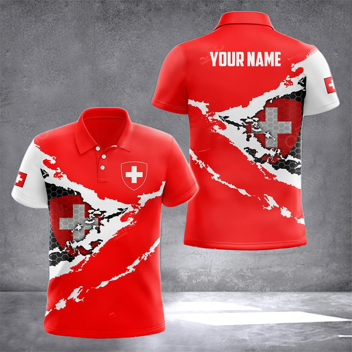 Personalized Switzerland Flag Polo Shirt Proud Country Switzerland Themed Gifts