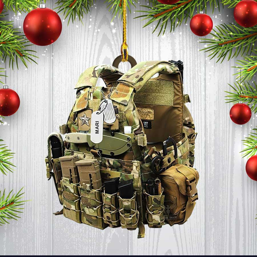 Personalized Tactical Vests Acrylic Ornament for Soldiers Soldiers Ornament for Dad Him