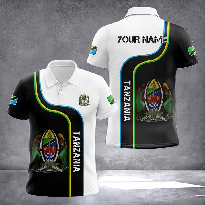 Personalized Tanzania Coat Of Arms Polo Shirt Tanzania Flag Crest Clothing Themed Gift