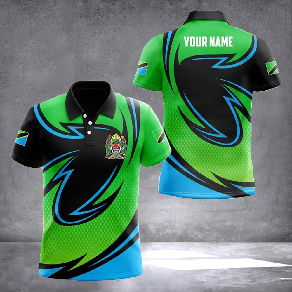 Personalized Tanzania Coat Of Arms Polo Shirt Tanzania Flag Crest Emblem Golf Polo Gifts