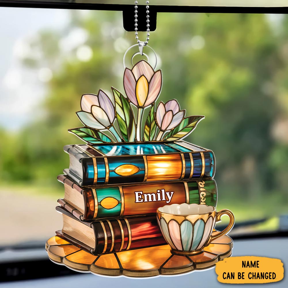 Personalized Tea Cup And Book Christmas Ornament Home Decor Xmas Gift Ideas