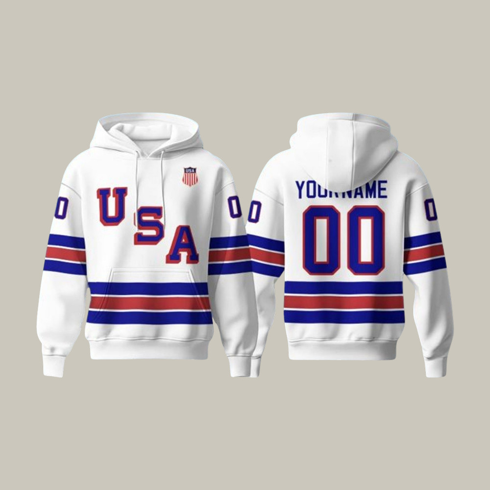 Personalized Team USA Hockey 2026 Winter Olympic Hoodie Hockey Clothing Present For Fans
