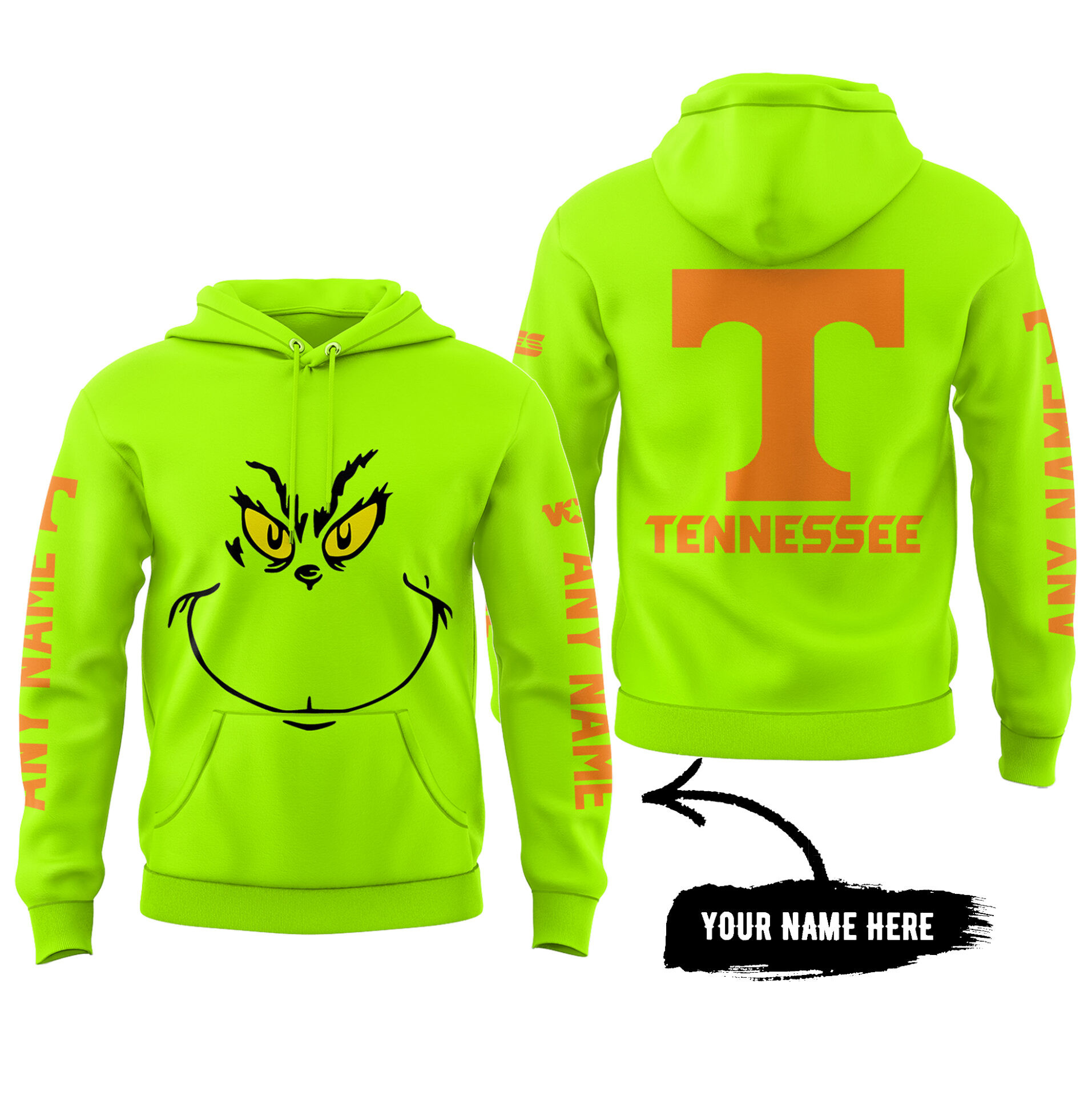 Personalized Tennessee Volunteers Grinch Hoodie Tennessee Volunteers Apparel Gift For Fans