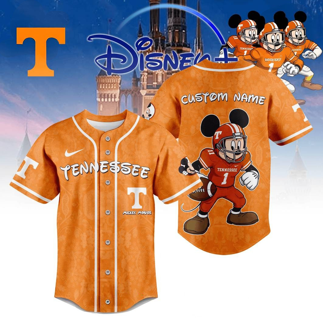 Personalized Tennessee Volunteers x Mickey Mouse Baseball Jersey Gifts For Baseball Fans