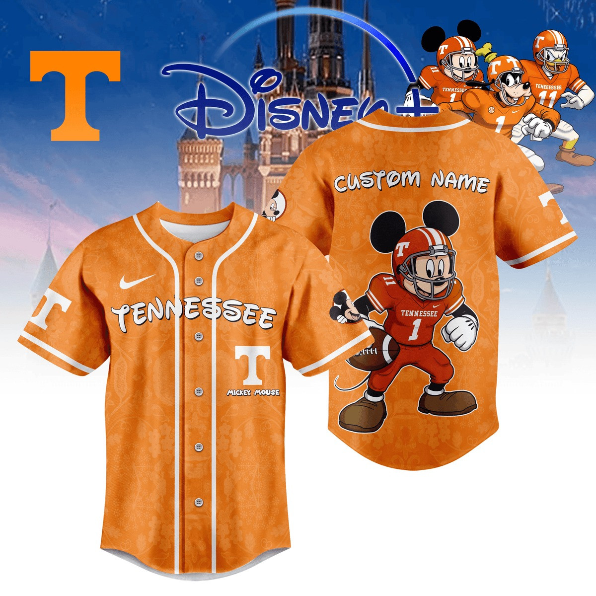 Personalized Tennessee x Mickey Disney Orange Jersey Gifts For Fans
