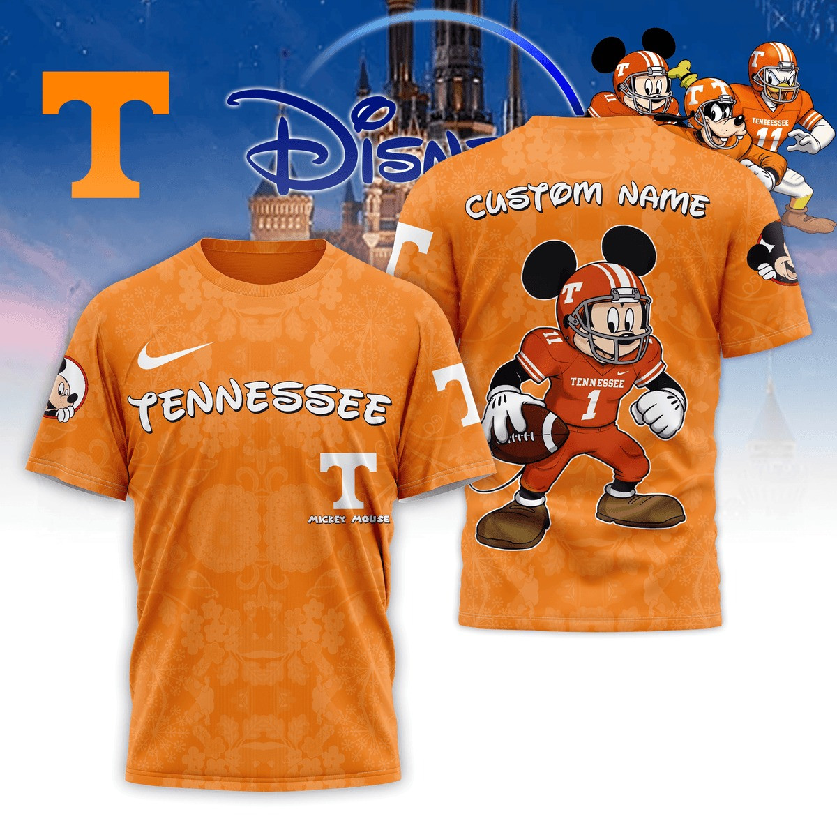 Personalized Tennessee x Mickey Disney Orange T-Shirt Gifts For Fans