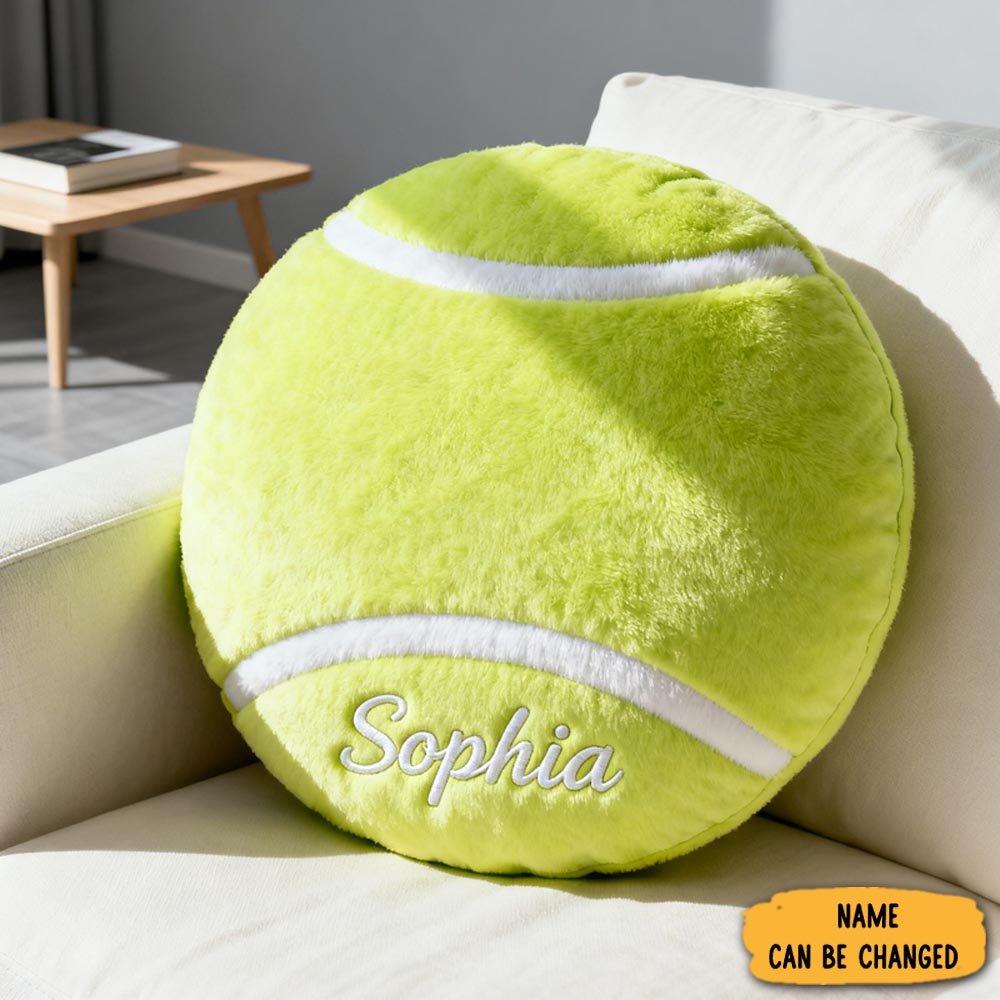Personalized Tennis Ball Pillow Tennis Themed Sofa Accent Gifts For Sport Enthusiasts