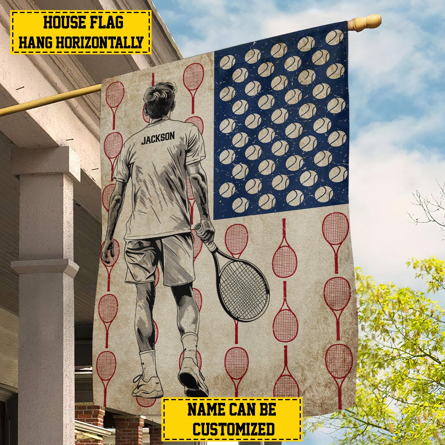 Personalized Tennis Men American Flag Usa Yard Flag Gift For Tennis Lovers