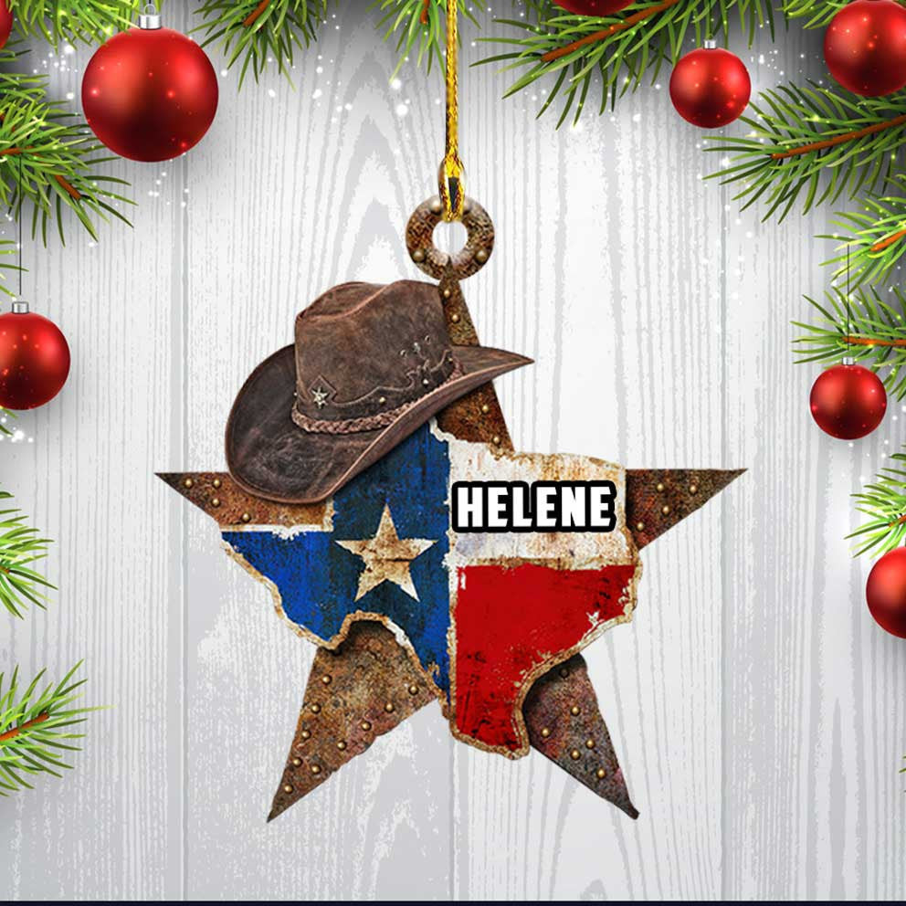 Personalized Texas Cowboy Hat Ornament Custom Flat Acrylic Ornament for Cowboy
