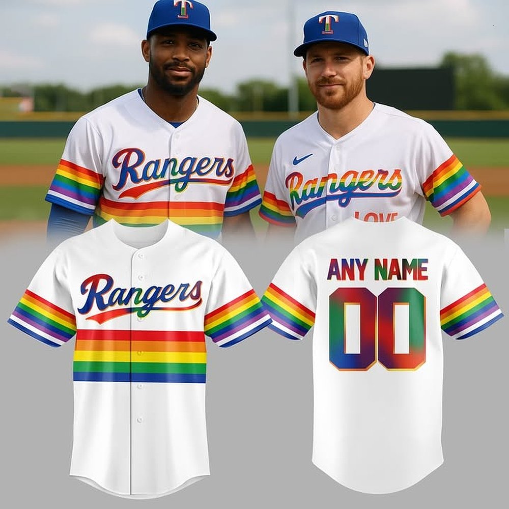 Personalized Texas Rangers Pride Month Baseball Jersey Baseball Player Gift Ideas