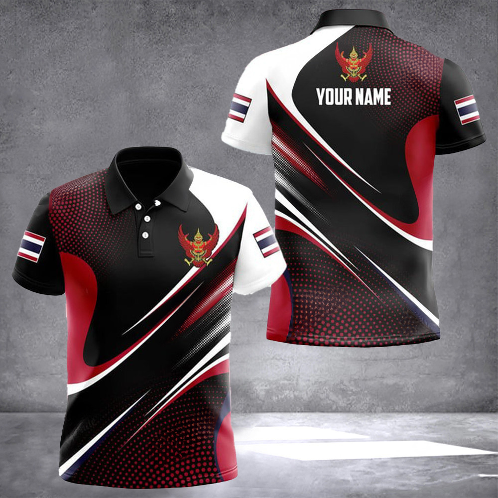 Personalized Thailand Coat Of Arms Polo Shirt Emblem Of Thailand Flag Apparel
