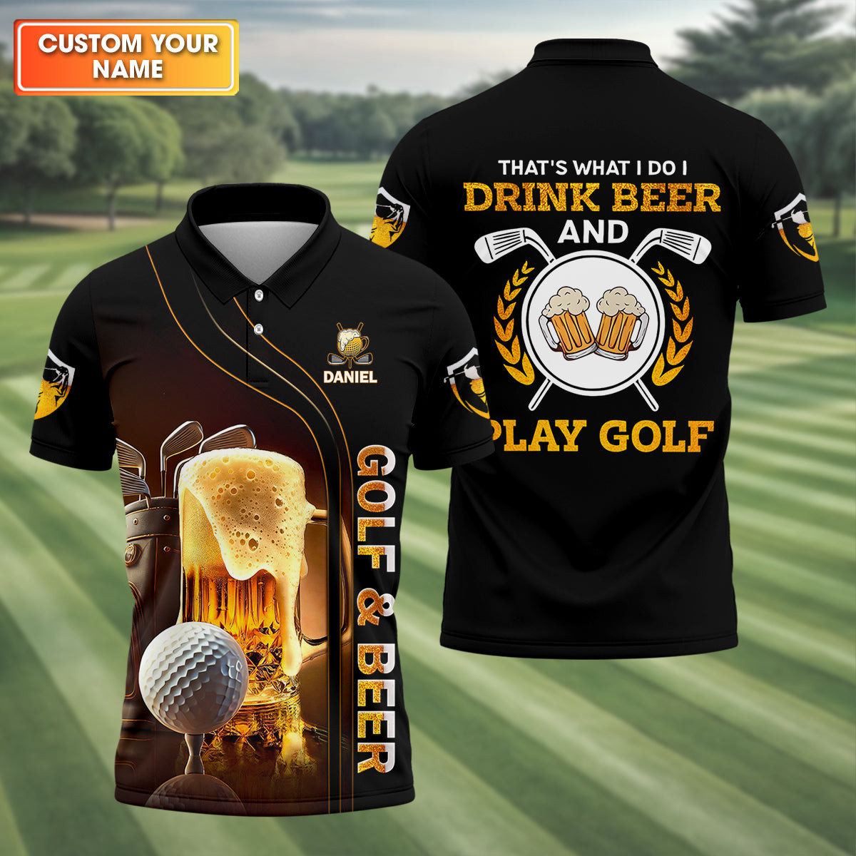 Personalized That's What I Do I Drink Beer And Play Golf Polo Shirt Golf Dad Shirt