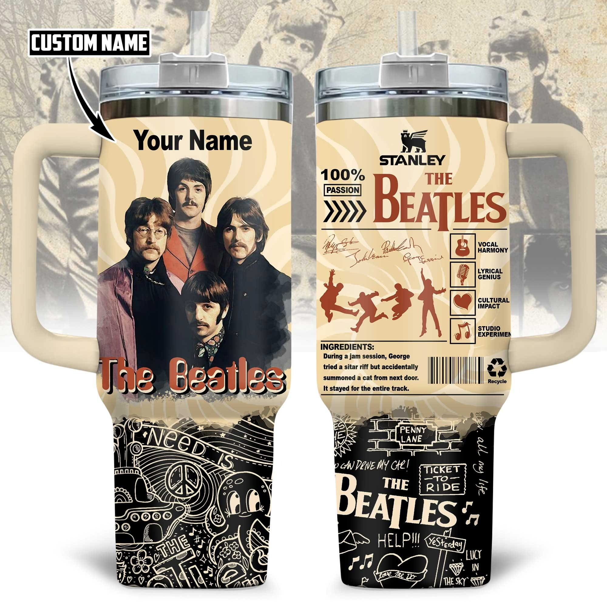 Personalized The Beatles Fan Stanley Tumbler All You Need Is Love Insulated Mug Perfect Gift For Music Merch