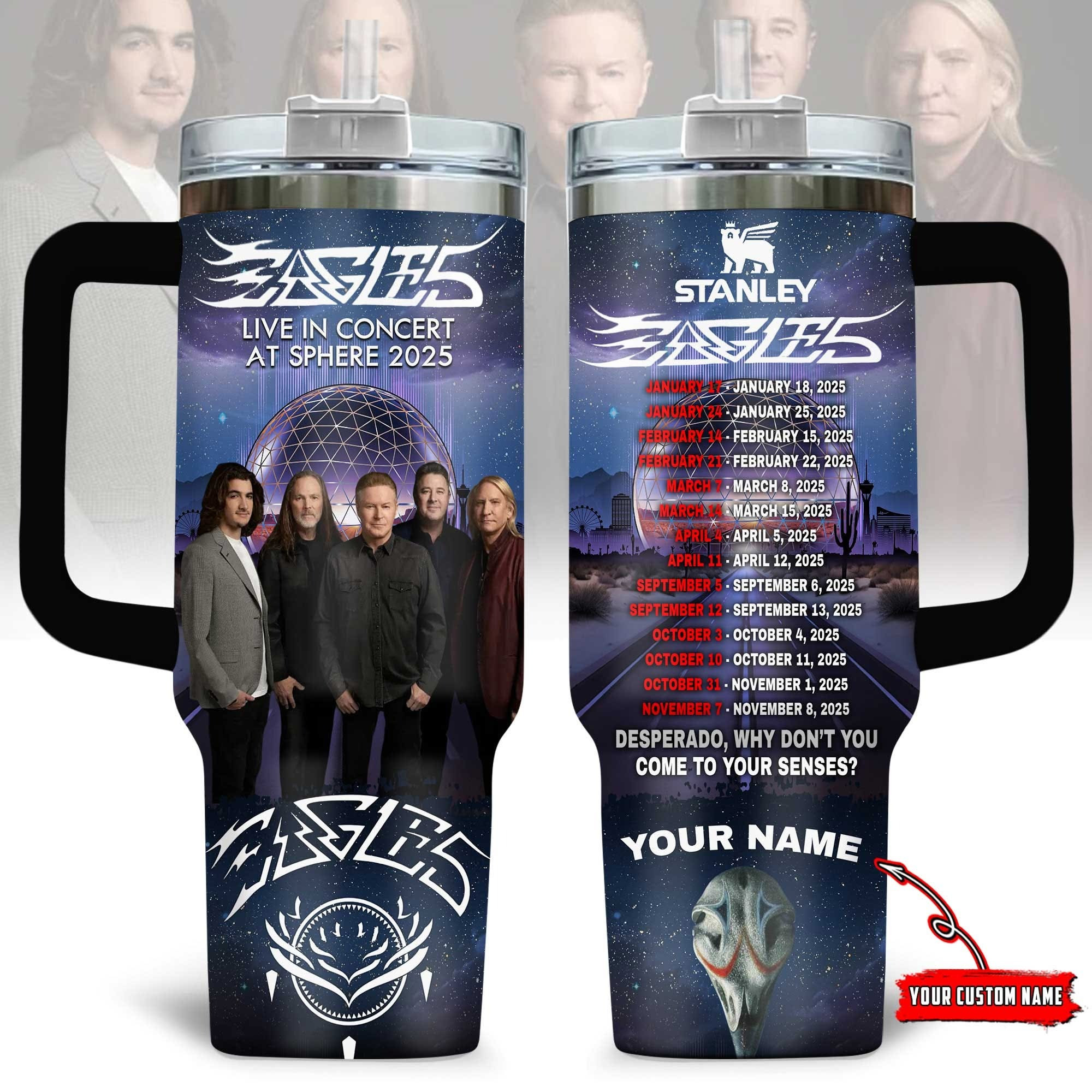 Personalized The Eagles Live In Concert At Sphere 2025 Tumbler Tour Merch Rock Fans Gifts