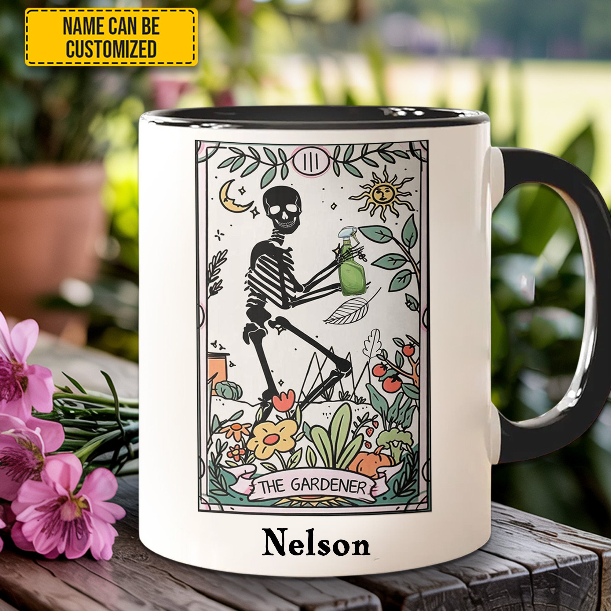 Personalized The Gardener Skeleton Tarot Mug Skeleton Design Coffee Cups Ideas Gifts