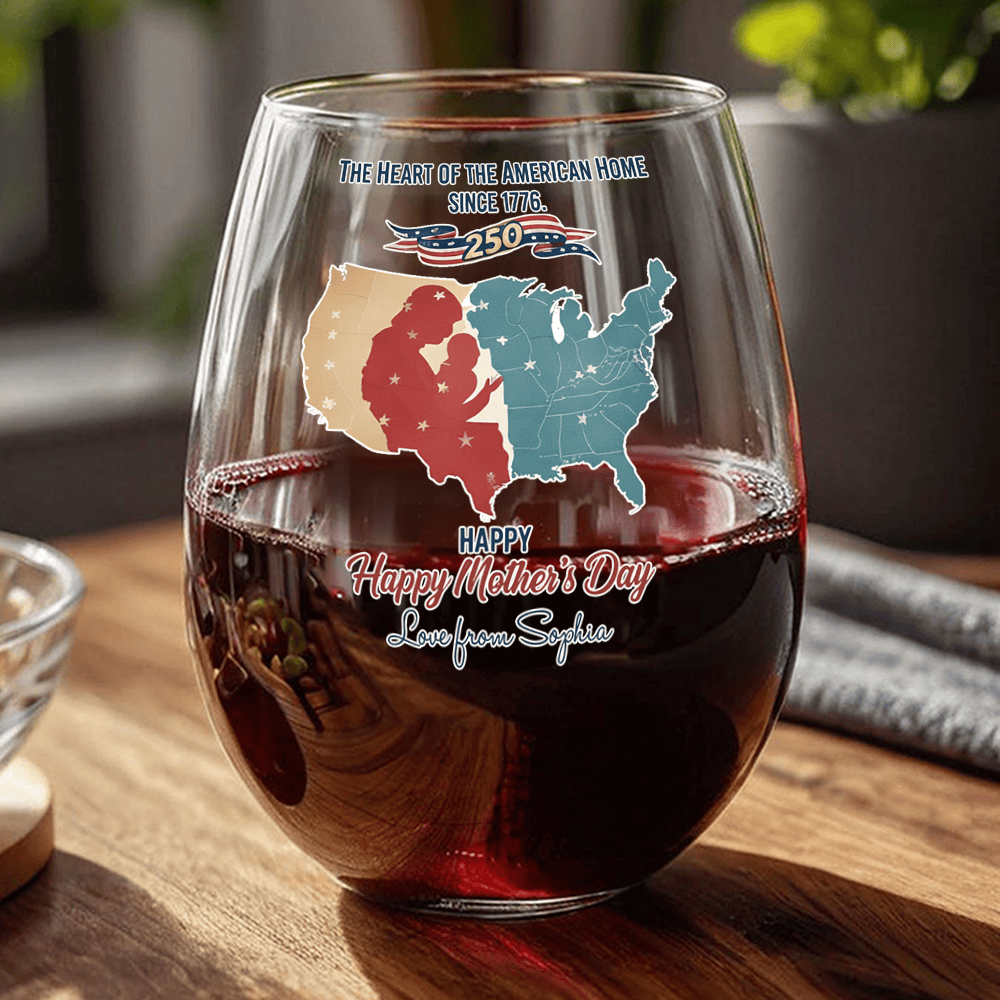 Personalized The Heart Of The American Home Since 1776 Wine Glass Fourth Of July Gifts