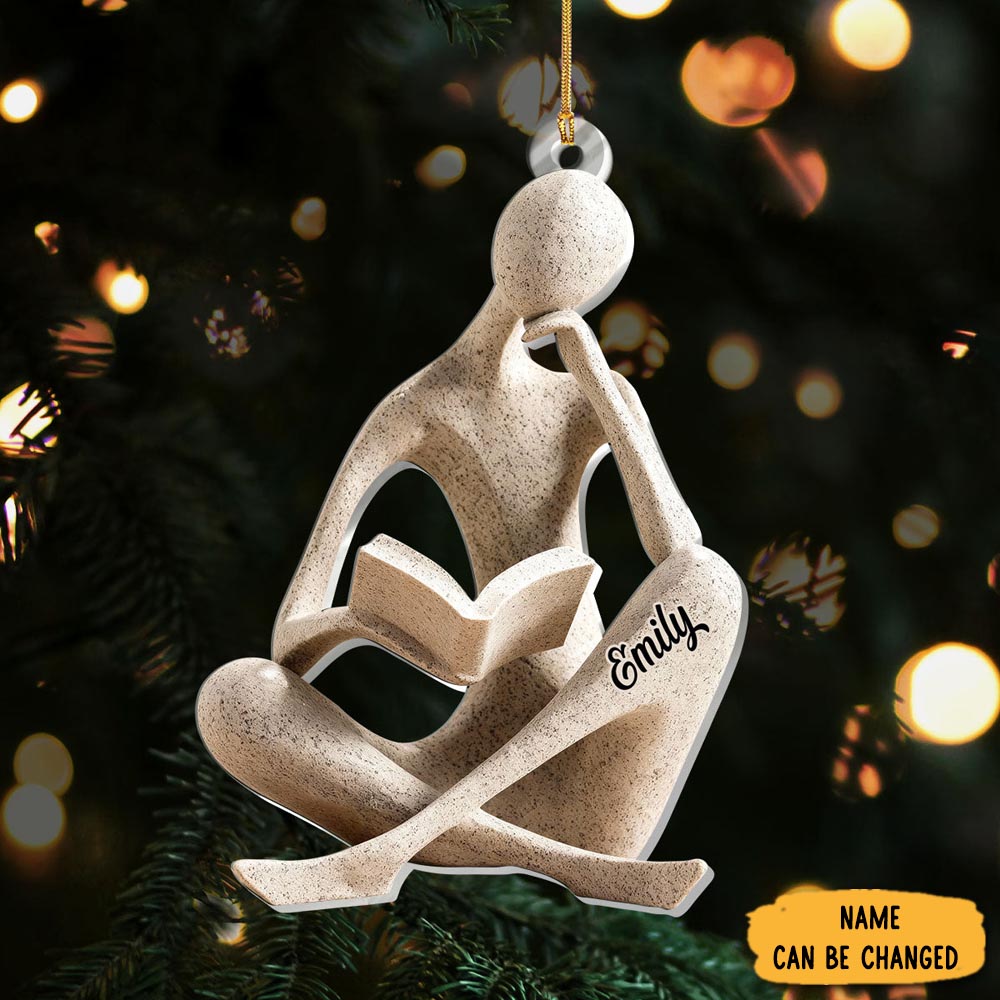 Personalized The Thinker Christmas Ornament Xmas Decor Book Lovers Christmas Gifts