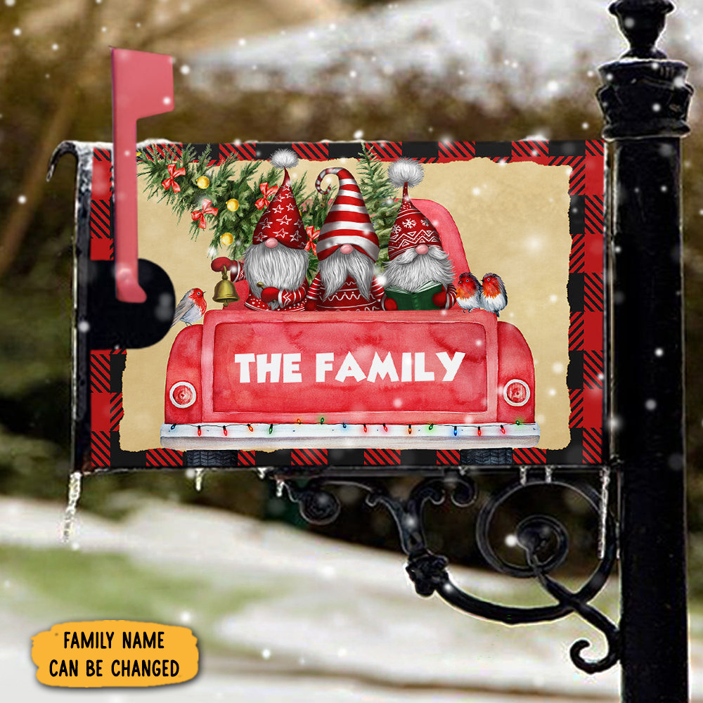 Personalized Three Gnomes Christmas Family Mailbox Cover Magnetic Christmas Decor Family Gifts
