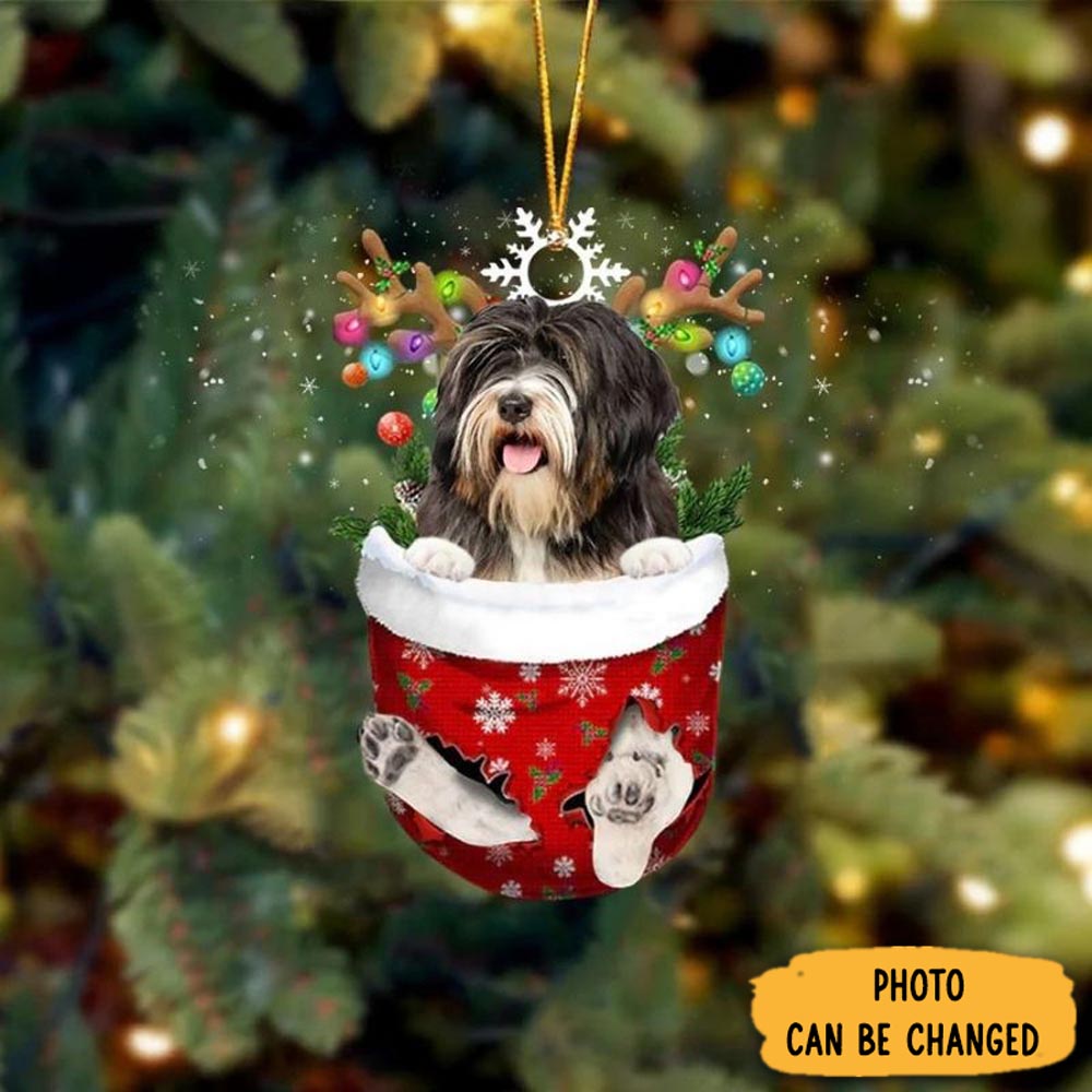 Personalized Tibetan Terrier In Snow Pocket Christmas Ornament Perfect Christmas Ornament Gift